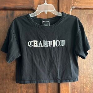 Champion Black & White Graphic Crop Top